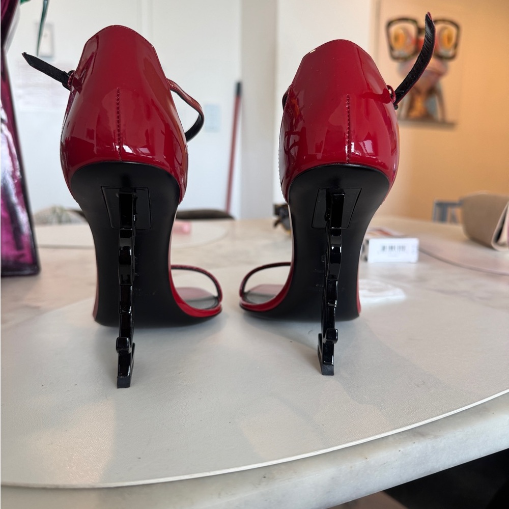Saint Laurent Glossy Leather Red Heels